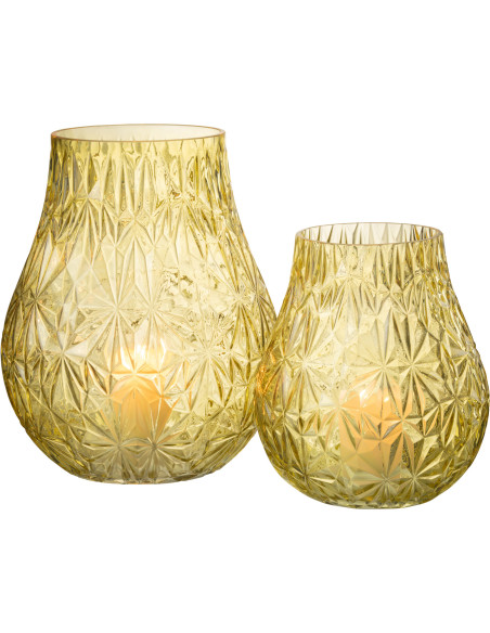 Vase Rond Nox Hauteur 30 cm en Verre Jaune - 6