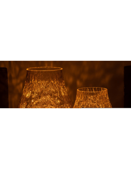 Vase Rond Nox Hauteur 30 cm en Verre Jaune - 7