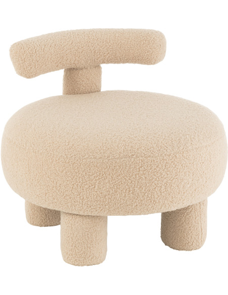 Fauteuil Pouf Sweet en Velours Beige - 1