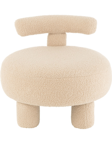 Fauteuil Pouf Sweet en Velours Beige - 2