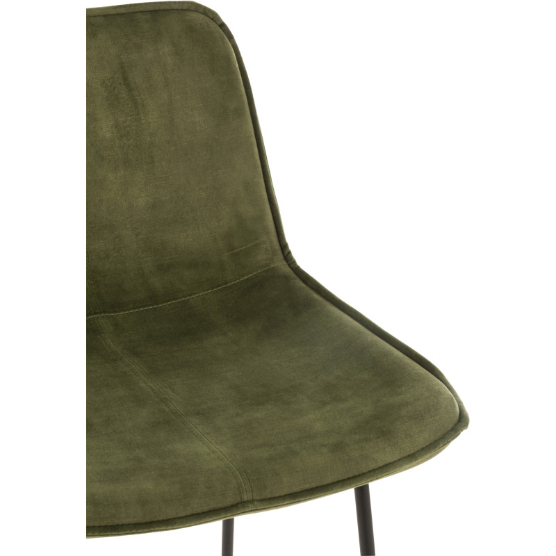 Tabouret de bar avec dossier Laurent en Tissu Vert Métal Noir - 3