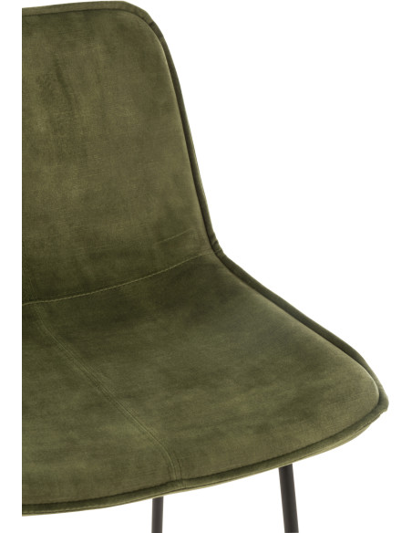 Tabouret de bar avec dossier Laurent en Tissu Vert Métal Noir - 3