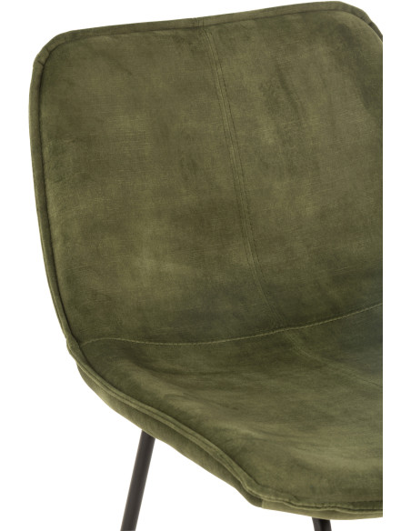 Tabouret de bar avec dossier Laurent en Tissu Vert Métal Noir - 4