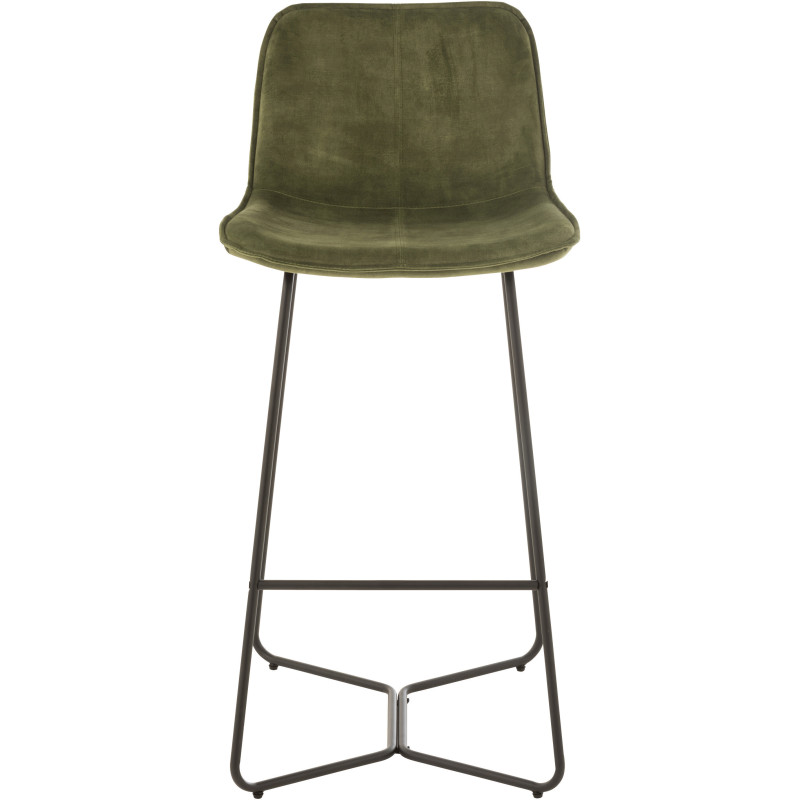 Tabouret de bar avec dossier Laurent en Tissu Vert Métal Noir - 5
