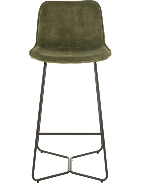 Tabouret de bar avec dossier Laurent en Tissu Vert Métal Noir - 5