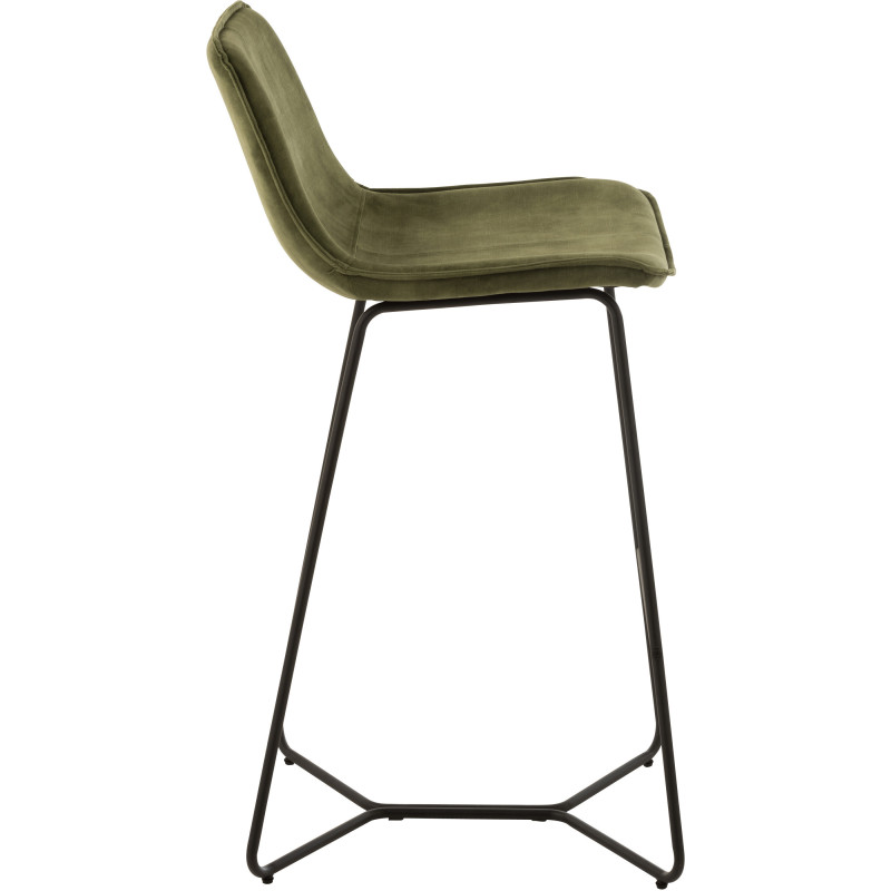 Tabouret de bar avec dossier Laurent en Tissu Vert Métal Noir - 7