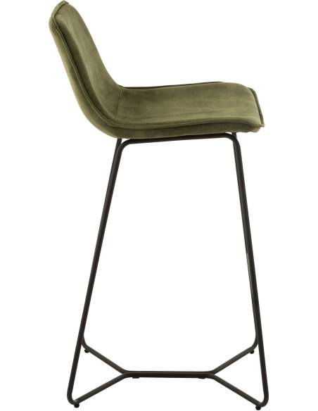 Tabouret de bar avec dossier Laurent en Tissu Vert Métal Noir - 7