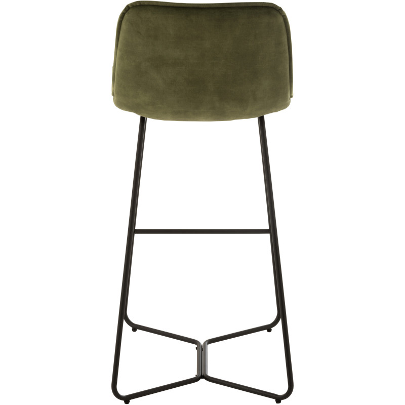 Tabouret de bar avec dossier Laurent en Tissu Vert Métal Noir - 8