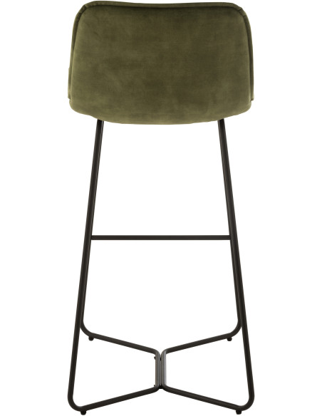 Tabouret de bar avec dossier Laurent en Tissu Vert Métal Noir - 8