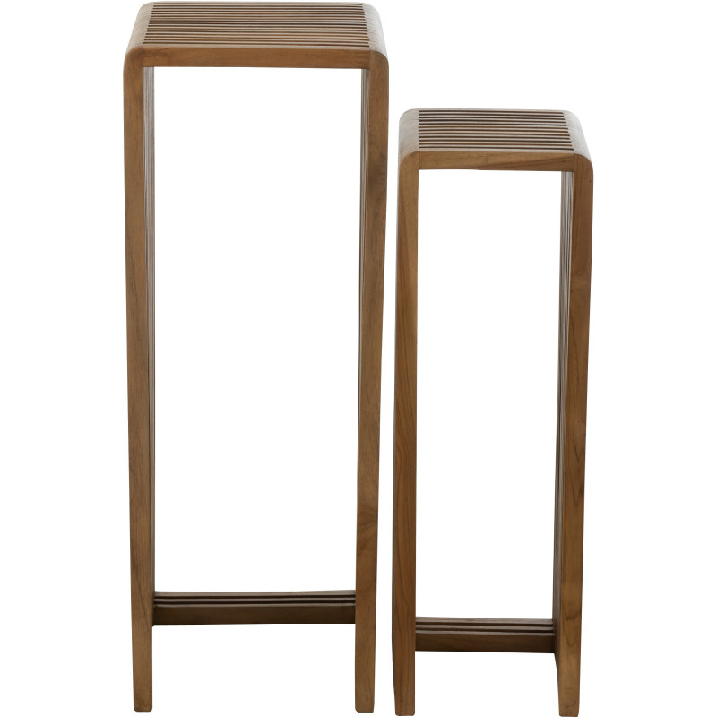 Sellette haute Gigogne Carrée en Bois de teck recyclé Naturel Octave - 2