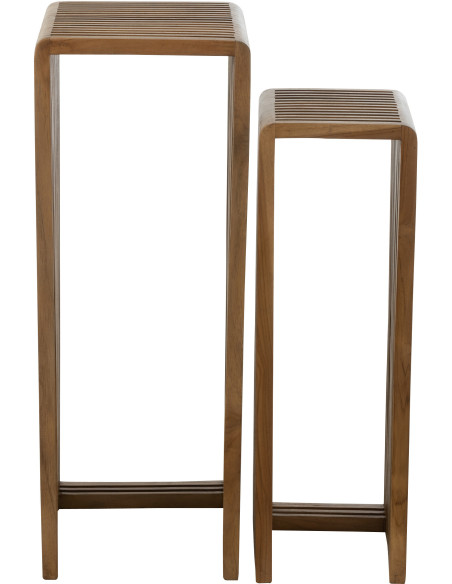 Sellette haute Gigogne Carrée en Bois de teck recyclé Naturel Octave - 2