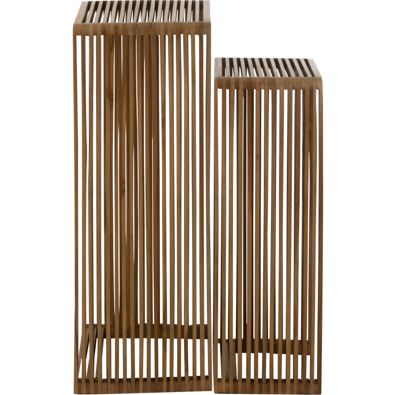 Sellette haute Gigogne Carrée en Bois de teck recyclé Naturel Octave - 3