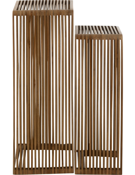 Sellette haute Gigogne Carrée en Bois de teck recyclé Naturel Octave - 3