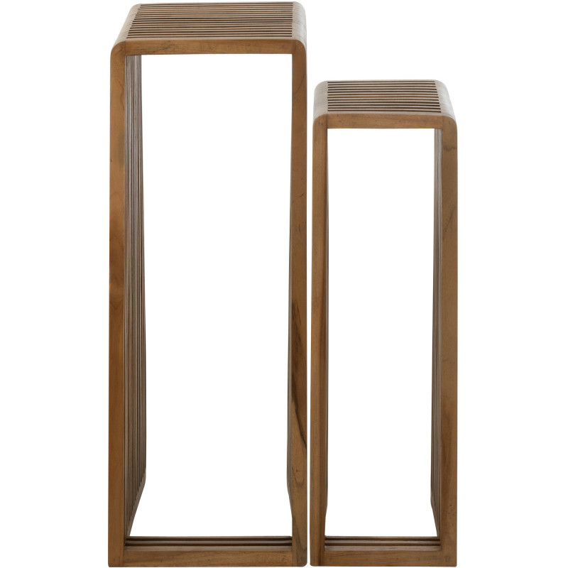 Sellette haute Gigogne Carrée en Bois de teck recyclé Naturel Octave - 4