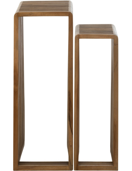 Sellette haute Gigogne Carrée en Bois de teck recyclé Naturel Octave - 4