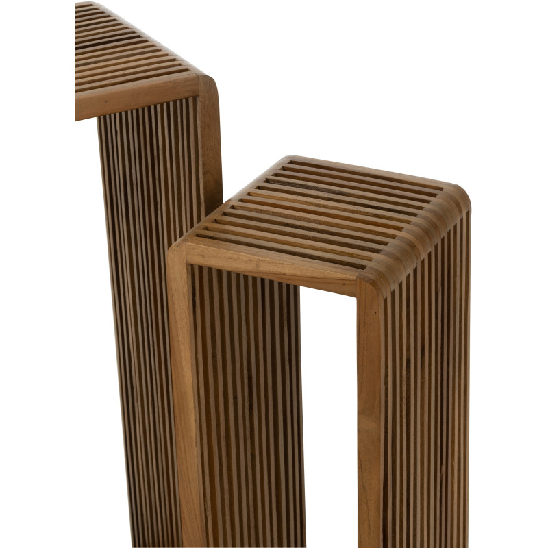 Sellette haute Gigogne Carrée en Bois de teck recyclé Naturel Octave - 6
