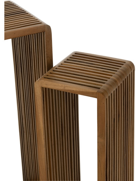 Sellette haute Gigogne Carrée en Bois de teck recyclé Naturel Octave - 6