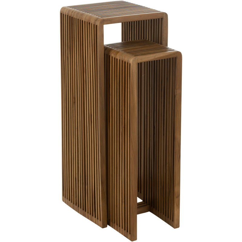 Sellette haute Gigogne Carrée en Bois de teck recyclé Naturel Octave - 8