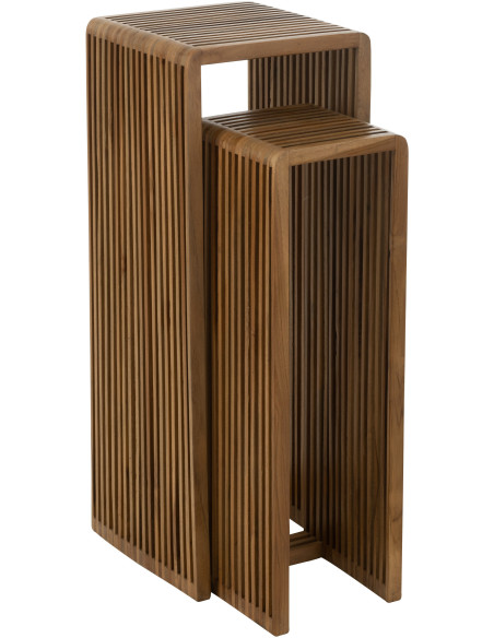 Sellette haute Gigogne Carrée en Bois de teck recyclé Naturel Octave - 8