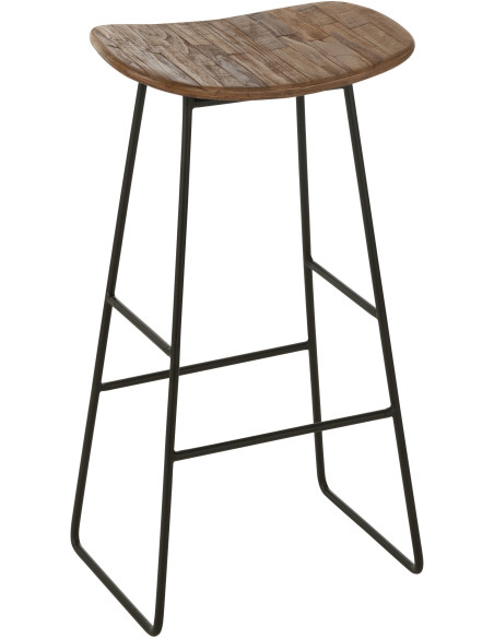 Tabouret de bar Rectangulaire en Bois de teck recyclé Naturel Côme - 1