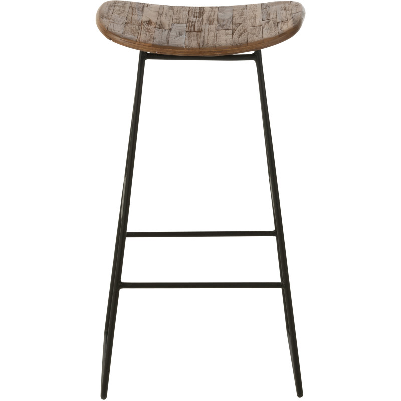 Tabouret de bar Rectangulaire en Bois de teck recyclé Naturel Côme - 2