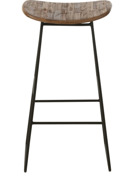 Tabouret de bar Rectangulaire en Bois de teck recyclé Naturel Côme - 2