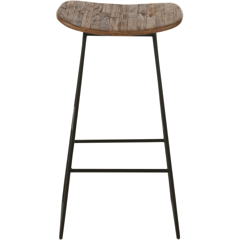 Tabouret de bar Rectangulaire en Bois de teck recyclé Naturel Côme - 4