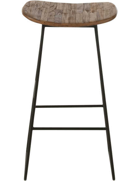 Tabouret de bar Rectangulaire en Bois de teck recyclé Naturel Côme - 4