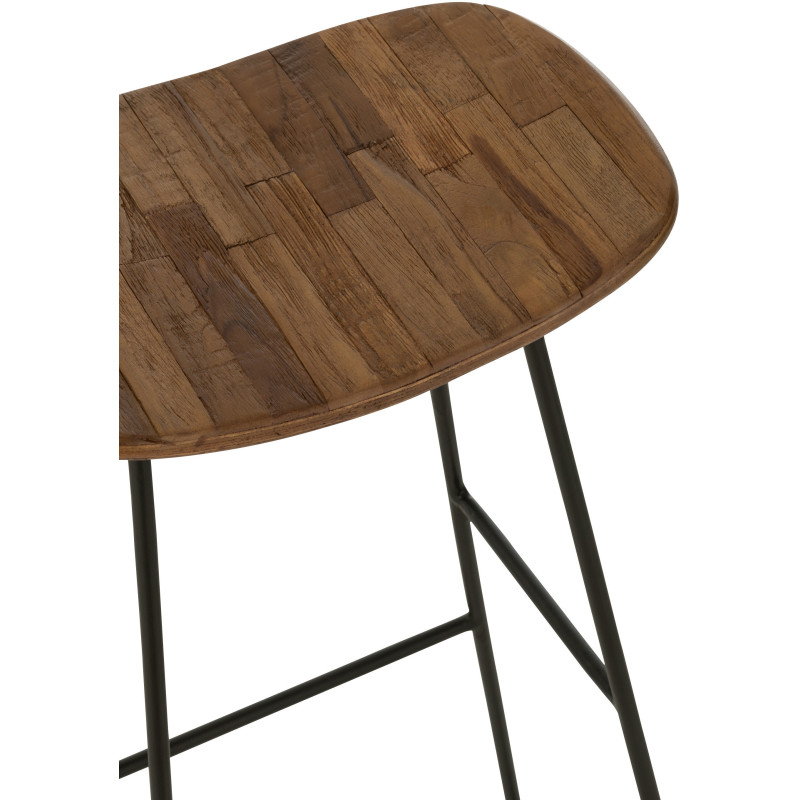 Tabouret de bar Rectangulaire en Bois de teck recyclé Naturel Côme - 6