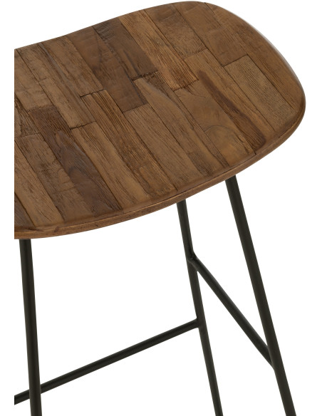Tabouret de bar Rectangulaire en Bois de teck recyclé Naturel Côme - 6