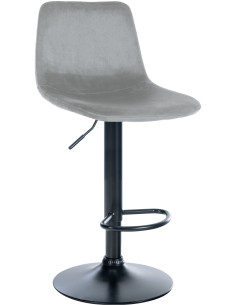 Tabouret de bar réglable moderne en Velours Gris Métal Noir Calvin - 1