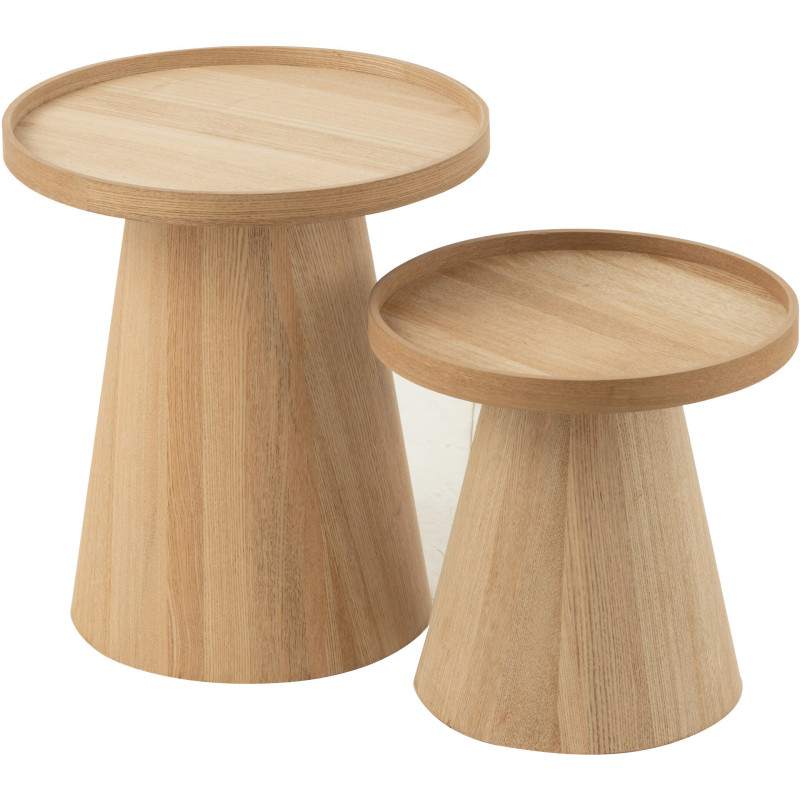 Table basse Gigogne Ronde en Bois Naturel Alba J-Line - 1