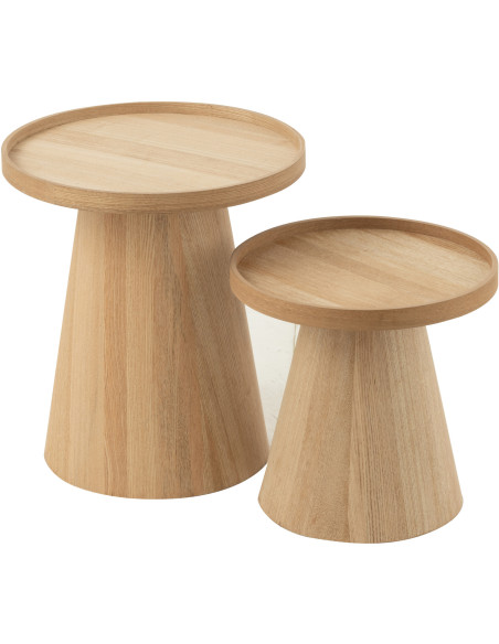 Table basse Gigogne Ronde en Bois Naturel Alba J-Line - 1