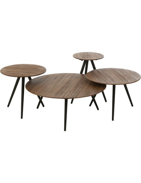 Table d'appoint Gigogne Ronde en Bois de teck recyclé Naturel Côme - 1