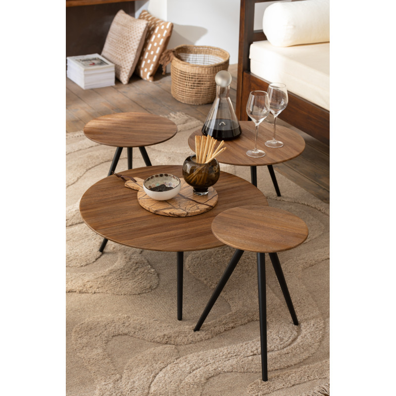 Table d'appoint Gigogne Ronde en Bois de teck recyclé Naturel Côme - 2