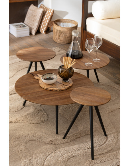 Table d'appoint Gigogne Ronde en Bois de teck recyclé Naturel Côme - 2
