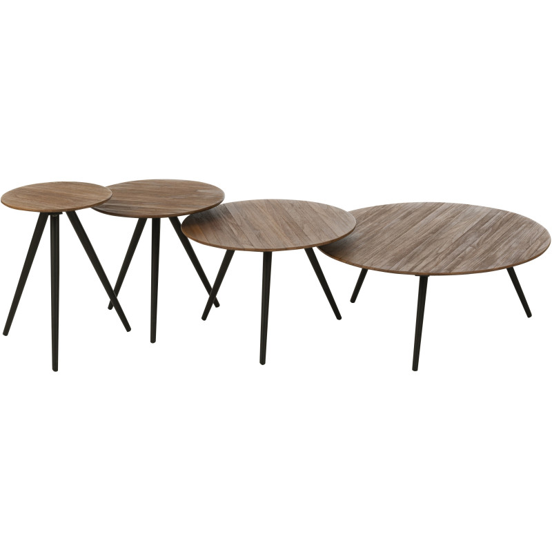 Table d'appoint Gigogne Ronde en Bois de teck recyclé Naturel Côme - 3