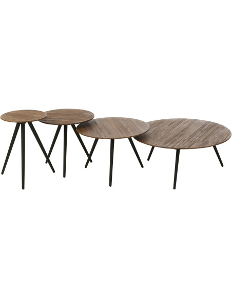 Table d'appoint Gigogne Ronde en Bois de teck recyclé Naturel Côme - 3