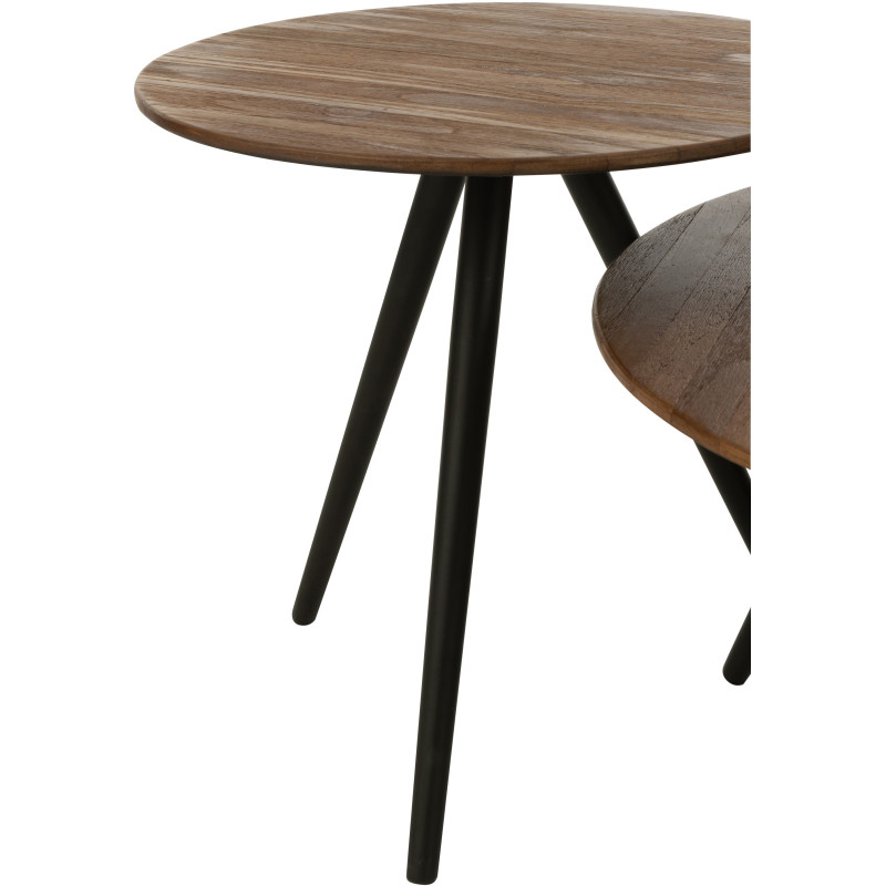 Table d'appoint Gigogne Ronde en Bois de teck recyclé Naturel Côme - 4