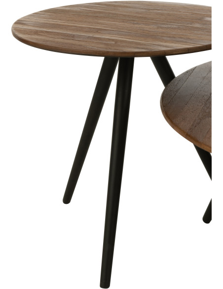 Table d'appoint Gigogne Ronde en Bois de teck recyclé Naturel Côme - 4