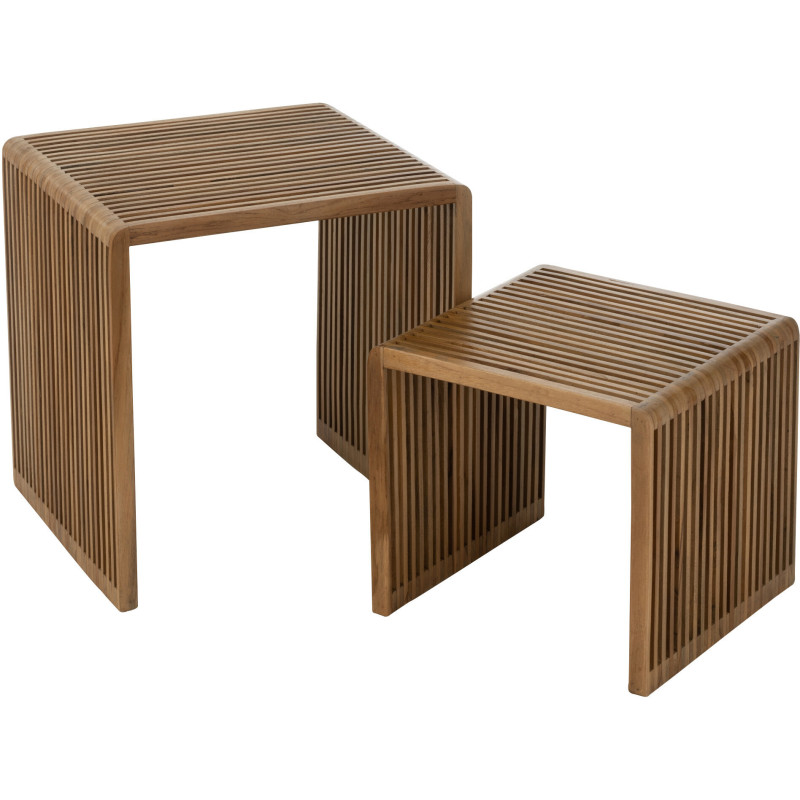 Table basse Gigogne Carrée en Bois de teck recyclé Naturel Octave - 1