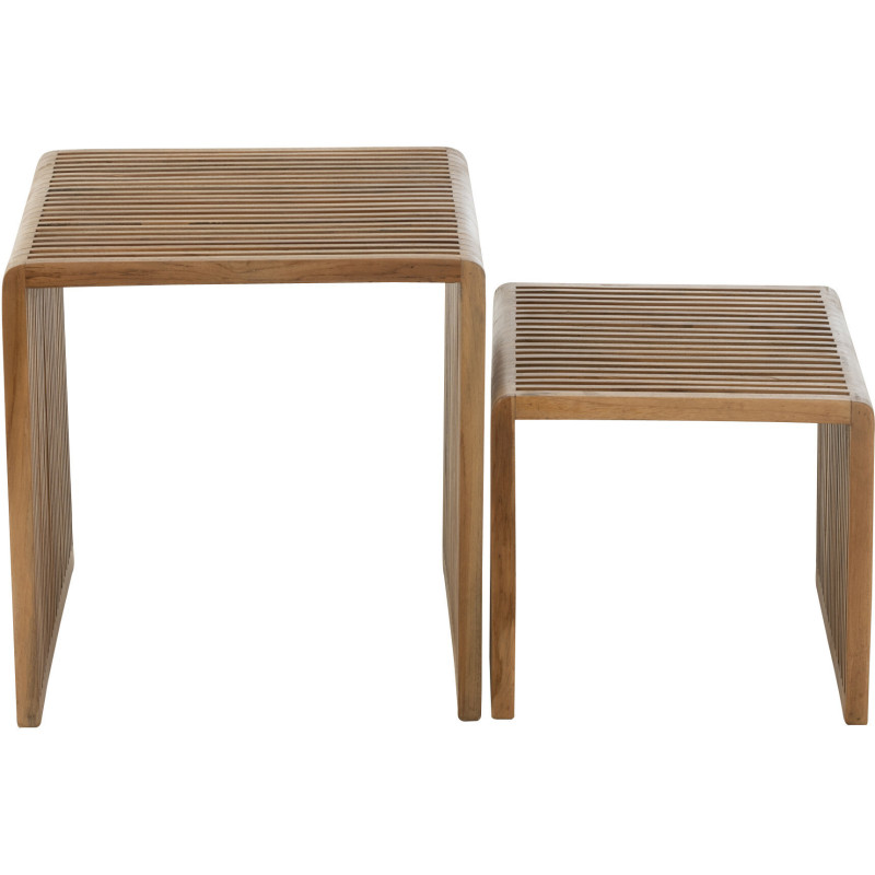 Table basse Gigogne Carrée en Bois de teck recyclé Naturel Octave - 2