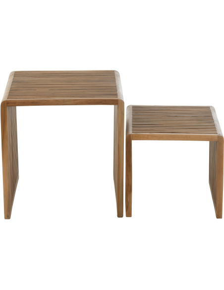 Table basse Gigogne Carrée en Bois de teck recyclé Naturel Octave - 2