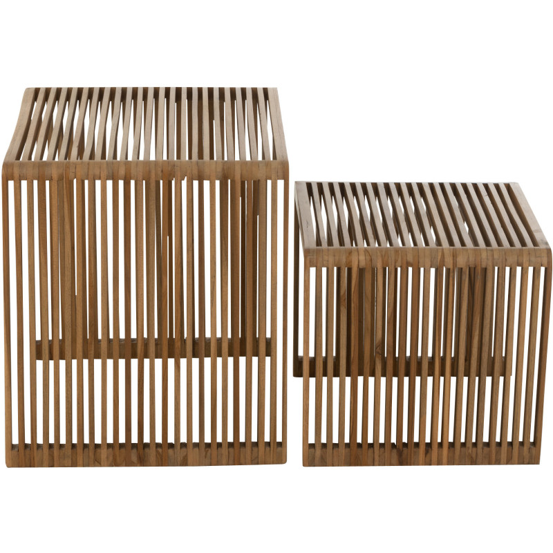 Table basse Gigogne Carrée en Bois de teck recyclé Naturel Octave - 3