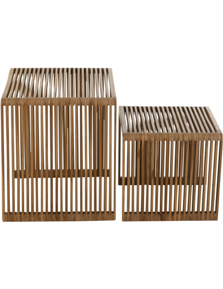 Table basse Gigogne Carrée en Bois de teck recyclé Naturel Octave - 3