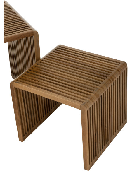 Table basse Gigogne Carrée en Bois de teck recyclé Naturel Octave - 5