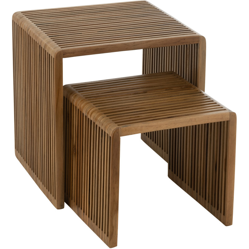 Table basse Gigogne Carrée en Bois de teck recyclé Naturel Octave - 7