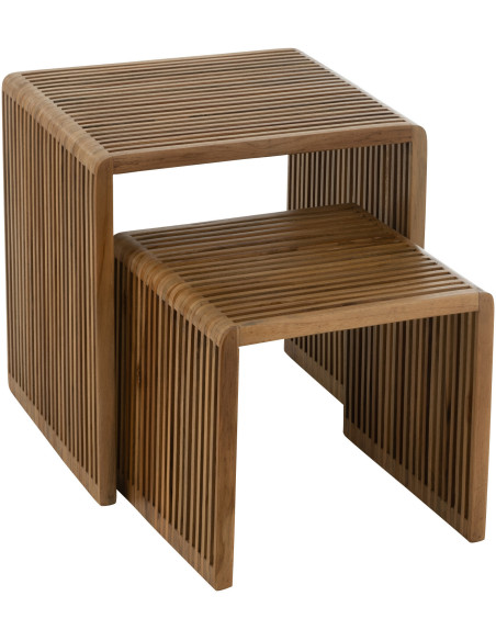 Table basse Gigogne Carrée en Bois de teck recyclé Naturel Octave - 7