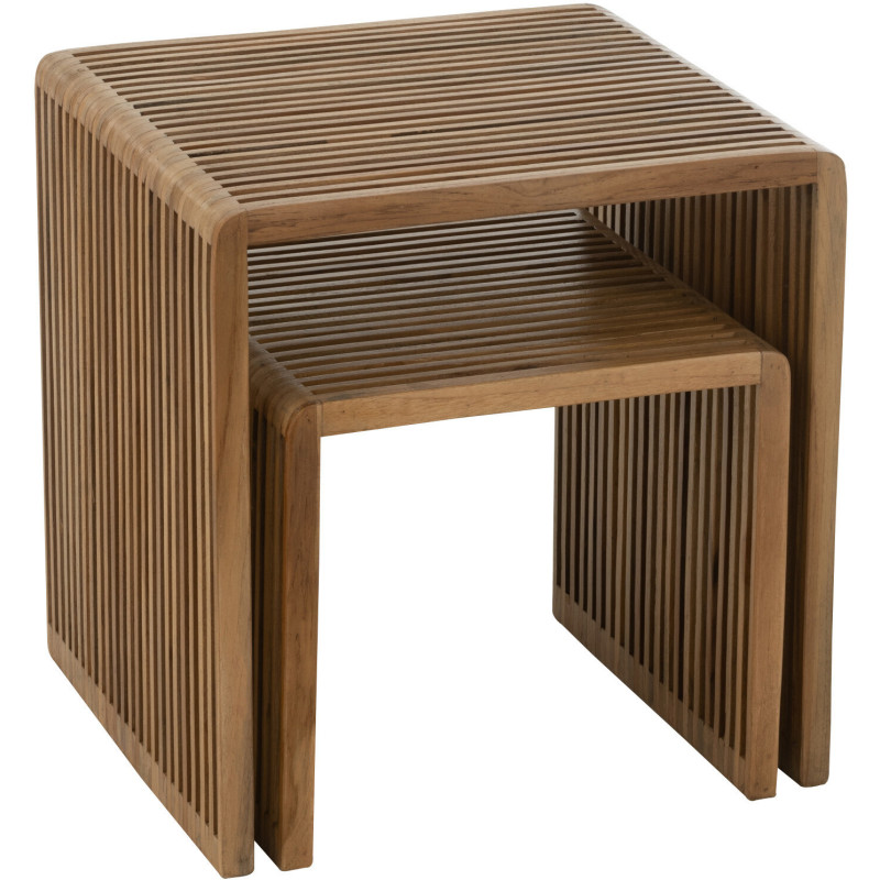 Table basse Gigogne Carrée en Bois de teck recyclé Naturel Octave - 8
