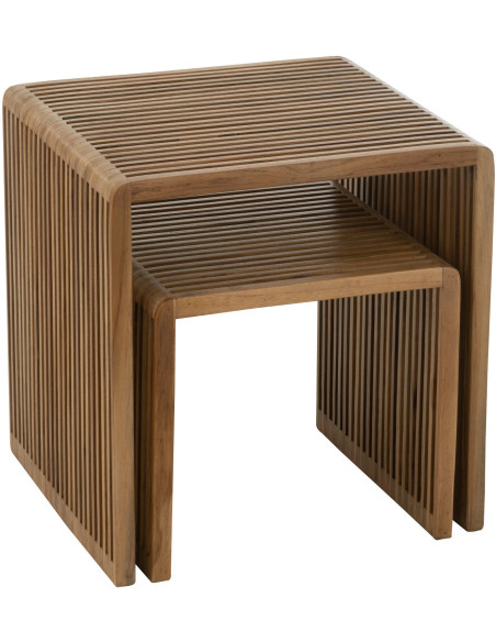 Table basse Gigogne Carrée en Bois de teck recyclé Naturel Octave - 8